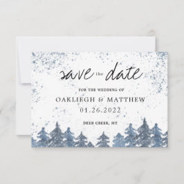 Rustikaler Winterblauer Wald Save the Date