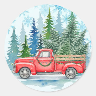 Rustikaler Winterhochzeitruck Runder Aufkleber