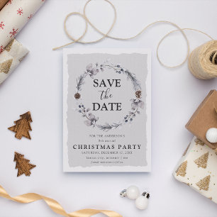 Rustikaler Winterkranz Weihnachten Save-the-Date Einladungspostkarte