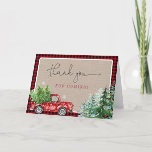 Rustikaler Winterroter LKW Dankeschön Card Hinweis Dankeskarte