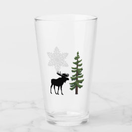 Rustikaler Winterurlaub Elche Snowflake Pinienwald Glas