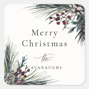 Rustikaler Winterurlaub Quadratischer Aufkleber