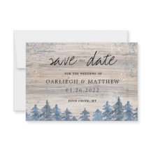 Rustikaler Winterwald Save the Date