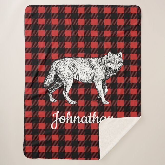 Rustikaler Wolf Buffalo Karo Lumberjack Kariert Sherpadecke (Vorderseite)