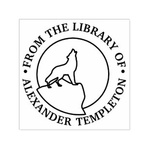 Rustikaler Wolf Howling in der Kunstbibliothek Moo Permastempel