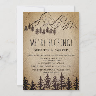 Rustikaler Woodsy Mountain Elopement Empfang Einladung