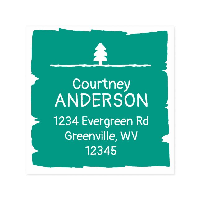 Rustikaler Woodsy-Single Evergreen Tree Wood Block Permastempel (Design)