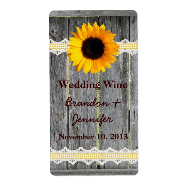 Rustikaler Zaun & Sonnenblumen Mini Weinmarken (Vorne)