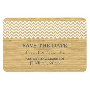 Rustikaler Zickzack Save the Date Magnet, Elfenbei Magnet