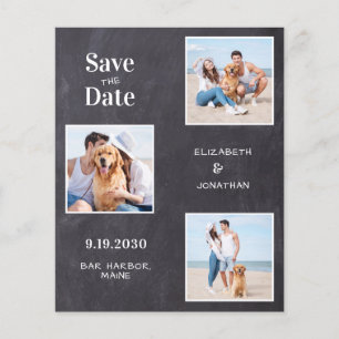 Rustikales 3-Foto-Budget-Chalkboard Save the Date