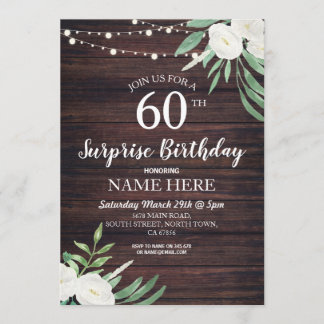 Rustikales 40. 60. Geburtstags-Party-hölzerne Einladung