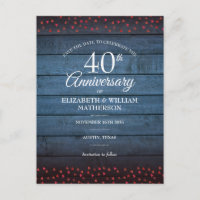 Rustikales 40-jähriges Bestehen Save the Date Ruby