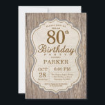 Rustikales 80. Geburtstags-Einladungs-Holz Einladung<br><div class="desc">Rustikaler 80. Geburtstags-Einladungs-Holz-Hintergrund. Erwachsenes Geburtstags-Party. Mann-Geburtstags-heftiger Schlag laden ein. 13. 16. 18. 20. 21. 30. 40. 50. 60. 70. 80. 90. 100.,  irgendein Alter. Für weitere Kundenbezogenheit klicken Sie bitte "besonders anfertigen es" Knopf und benutzen unser Entwurfswerkzeug,  um diese Schablone zu ändern.</div>