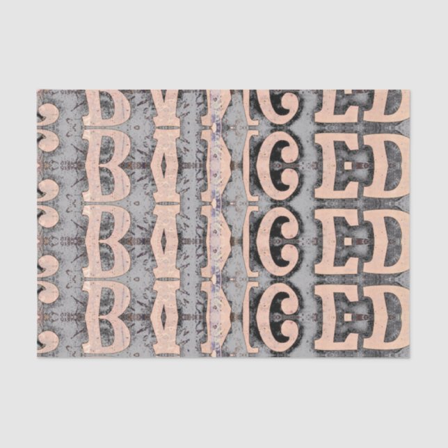 Rustikales Abstrakt-Grau-Beige-Skriptmuster Seidenpapier (Vorderseite)