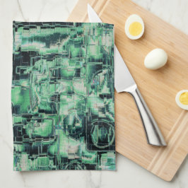 Rustikales abstraktes Bildmosaik in grüner Farbe Geschirrtuch