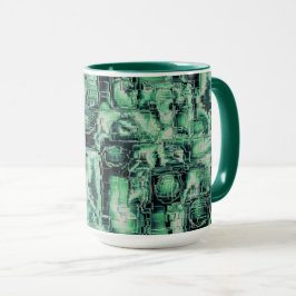 Rustikales abstraktes Bildmosaik in grüner Farbe Tasse