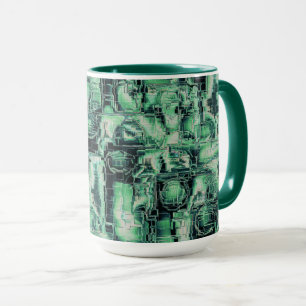 Rustikales abstraktes Bildmosaik in grüner Farbe Tasse