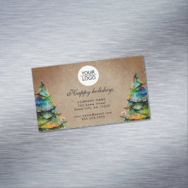 Rustikales Add-Logo Eigene Text Weihnachtsbaum Url Magnetische Visitenkarte