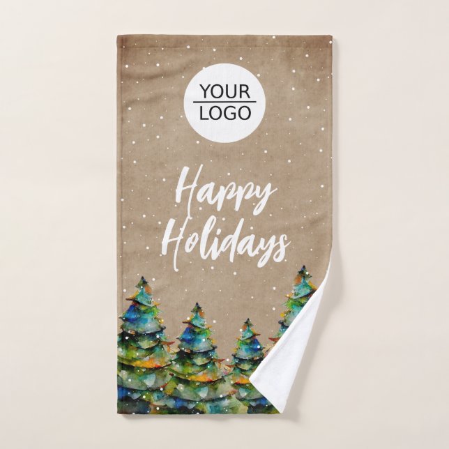 Rustikales Add your logo Happy Holidays Company Handtuch (Handtuch)