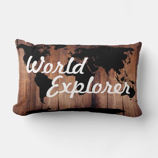 Rustikales Adventure World Explorer - Weltkarte du Lendenkissen (Vorderseite)