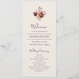 Rustikales Ahornblatt Herbst-Hochzeitsprogramm Programm