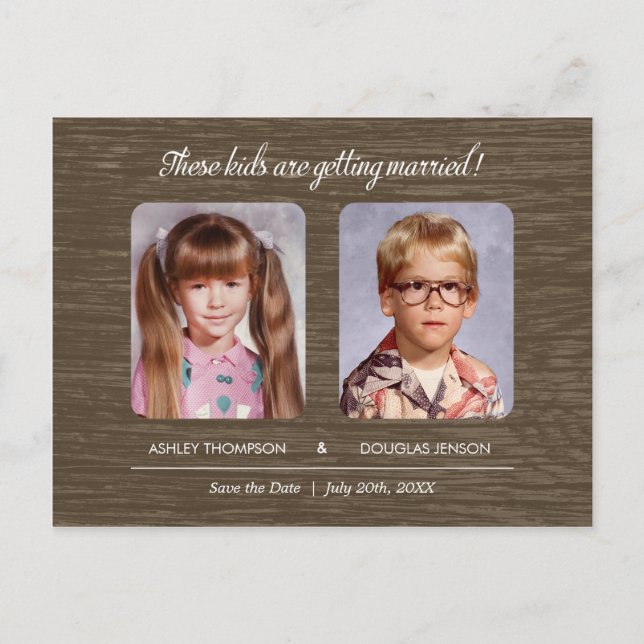 Rustikales altes Foto Save the Date Ankündigungspostkarte (Vorderseite)