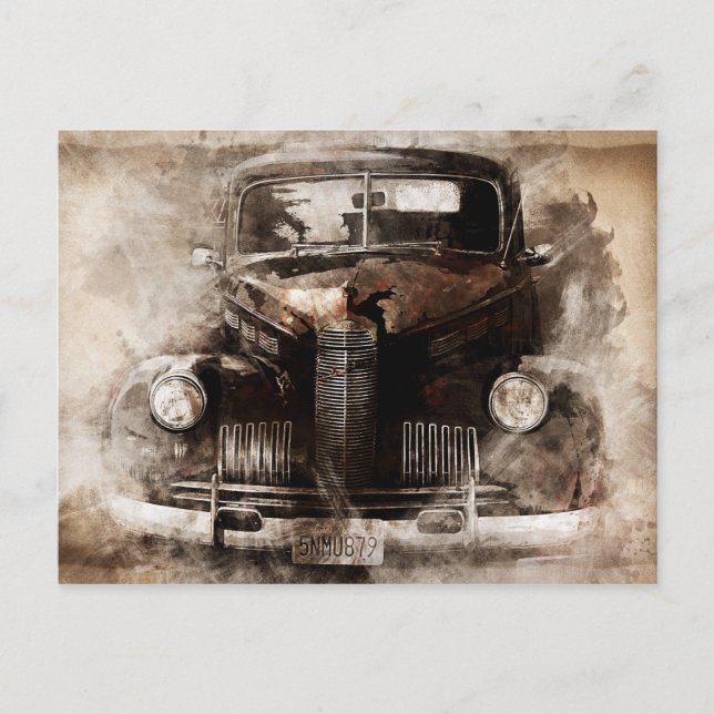 Rustikales altes Jahrgangsauto Postkarte (Vorderseite)