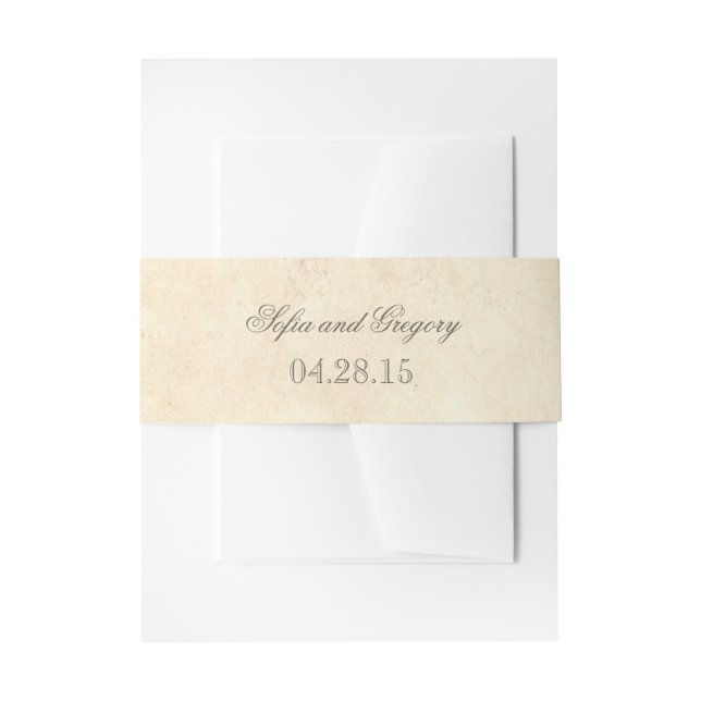 Rustikales altes Papier Shabby Wedding Einladungsbanderole (Vorderseite Beispiel)