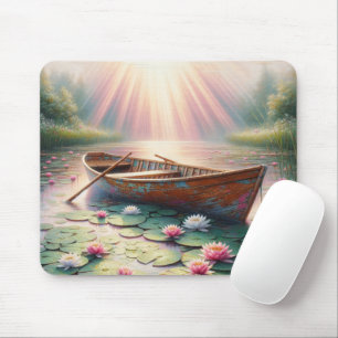 Rustikales altes Rowboat in Water Lilies Mousepad