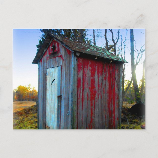 Rustikales altJunk Yard Outhouse Postkarte (Vorderseite)