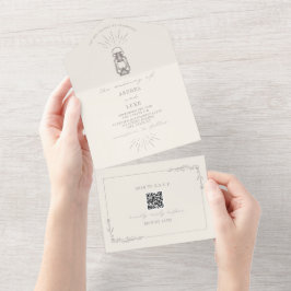 Rustikales Amethyst Lantern QR Code UAWG All In One Einladung