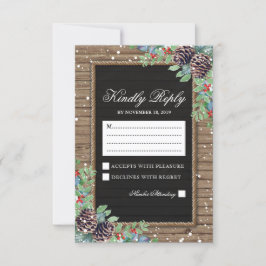 Rustikales Ansprechen | Weihnachts-Winter-Hochzeit RSVP Karte