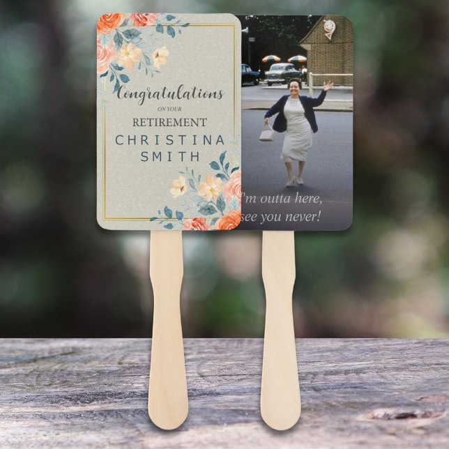 Rustikales antikes Party für Blumenbeete Fächer (Rustic Antique Floral Watercolor Retirement Party Hand Fan)