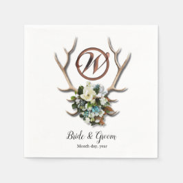 Rustikales Antler Hochzeitspapier Napkin Serviette