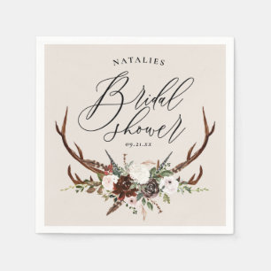 Rustikales Antlers Aquarell Brautparty Party Serviette