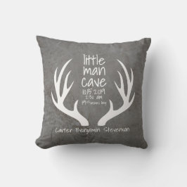 Rustikales Antlers Little Man Höhle Birth Stats Ki Kissen