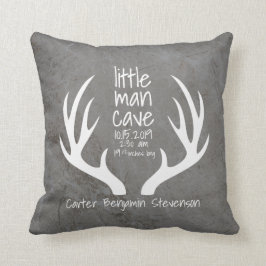 Rustikales Antlers Little Man Höhle Birth Stats Ki Kissen