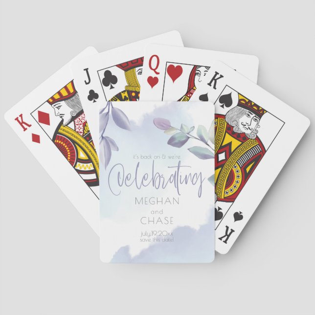 Rustikales Aqua Lilac Verlasse Save the Date Spielkarten (Rückseite)