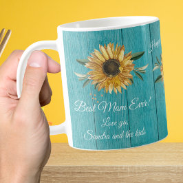 Rustikales Aquamarines blaues Sonnenblumen Beste M Kaffeetasse