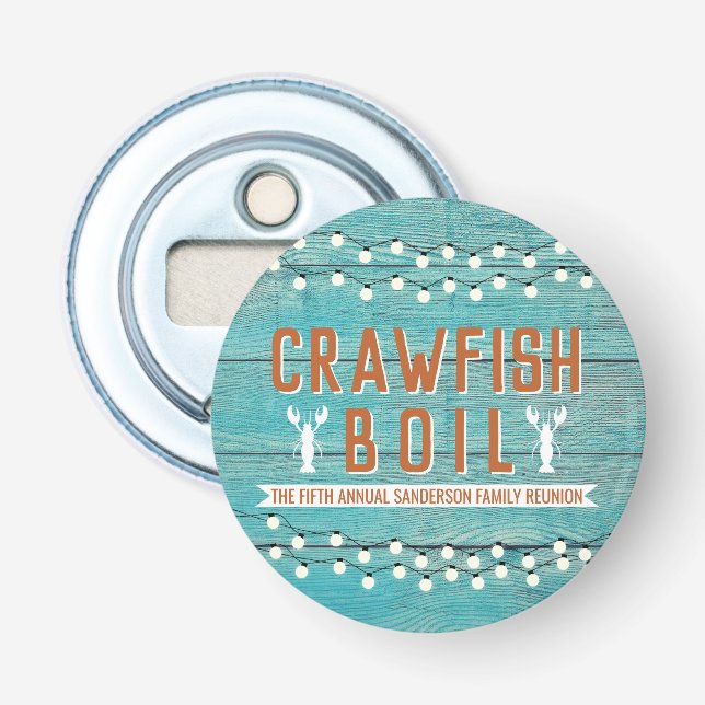 Rustikales Aquamarines Crawfish Boil Wiedersehen M Flaschenöffner (Vorderseite)