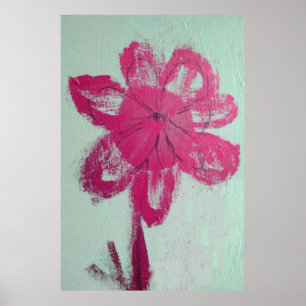 Rustikales Aquarell Rosa Daisy Poster