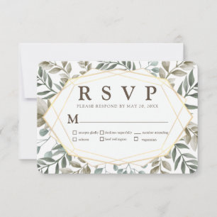 Rustikales Aquarellblatt Geometrisches Hochzeitsra RSVP Karte