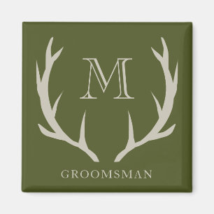 Rustikales Armee-Grün Geweih Individuelles Geschen Magnet