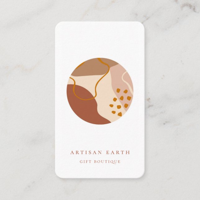 Rustikales Artisan Earthy-Abstraktes Logo Visitenkarte (Vorderseite)