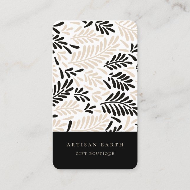 Rustikales Artisan erthy Abstrakt Palm Pattern Visitenkarte (Vorderseite)