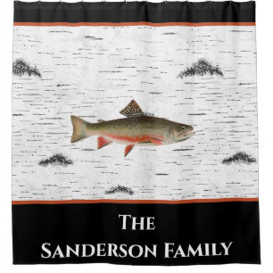 Rustikales Aspen Bark Trout Fischerhaus Duschvorhang