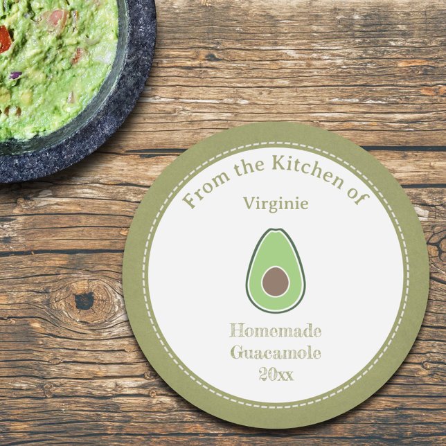 Rustikales Avocado & Guacamole Kraft Label Sticker (Rustic Avocado & Guacamole Kraft Label Sticker)