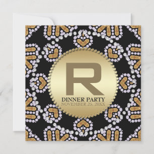 Rustikales Azteken Herz Goldenes Abendessen Party Einladung