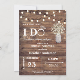 Rustikales Baby-Atem- und String-Lights-Brautparty Einladung