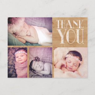 Rustikales Baby danken Ihnen Foto-Postkarte Ankündigungspostkarte